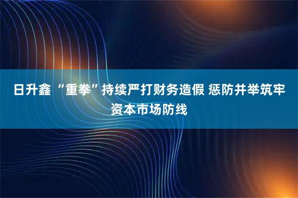 日升鑫 “重拳”持续严打财务造假 惩防并举筑牢资本市场防线