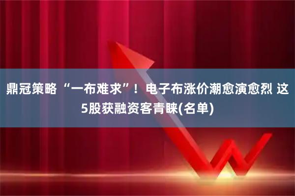 鼎冠策略 “一布难求”！电子布涨价潮愈演愈烈 这5股获融资客青睐(名单)