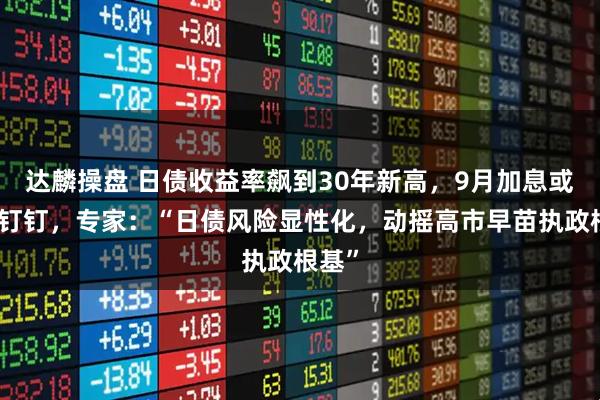 达麟操盘 日债收益率飙到30年新高，9月加息或板上钉钉，专家：“日债风险显性化，动摇高市早苗执政根基”